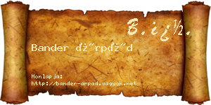 Bander Árpád névjegykártya